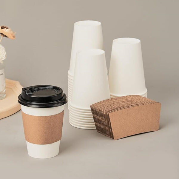 100Pcs 8 Oz Kraft Paper Coffee Cup Sleeves Item No#31254 - Image 3