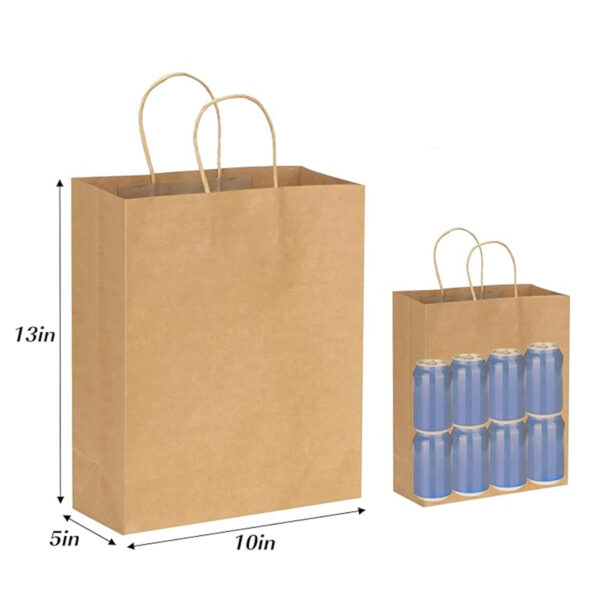 Large Brown Kraft Paper Bags With Handle Item No#31255 - Image 2