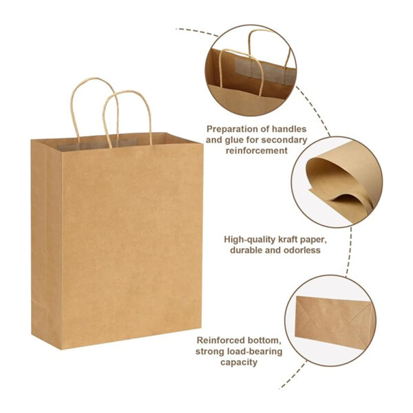 Large Brown Kraft Paper Bags With Handle Item No#31255 - Image 3