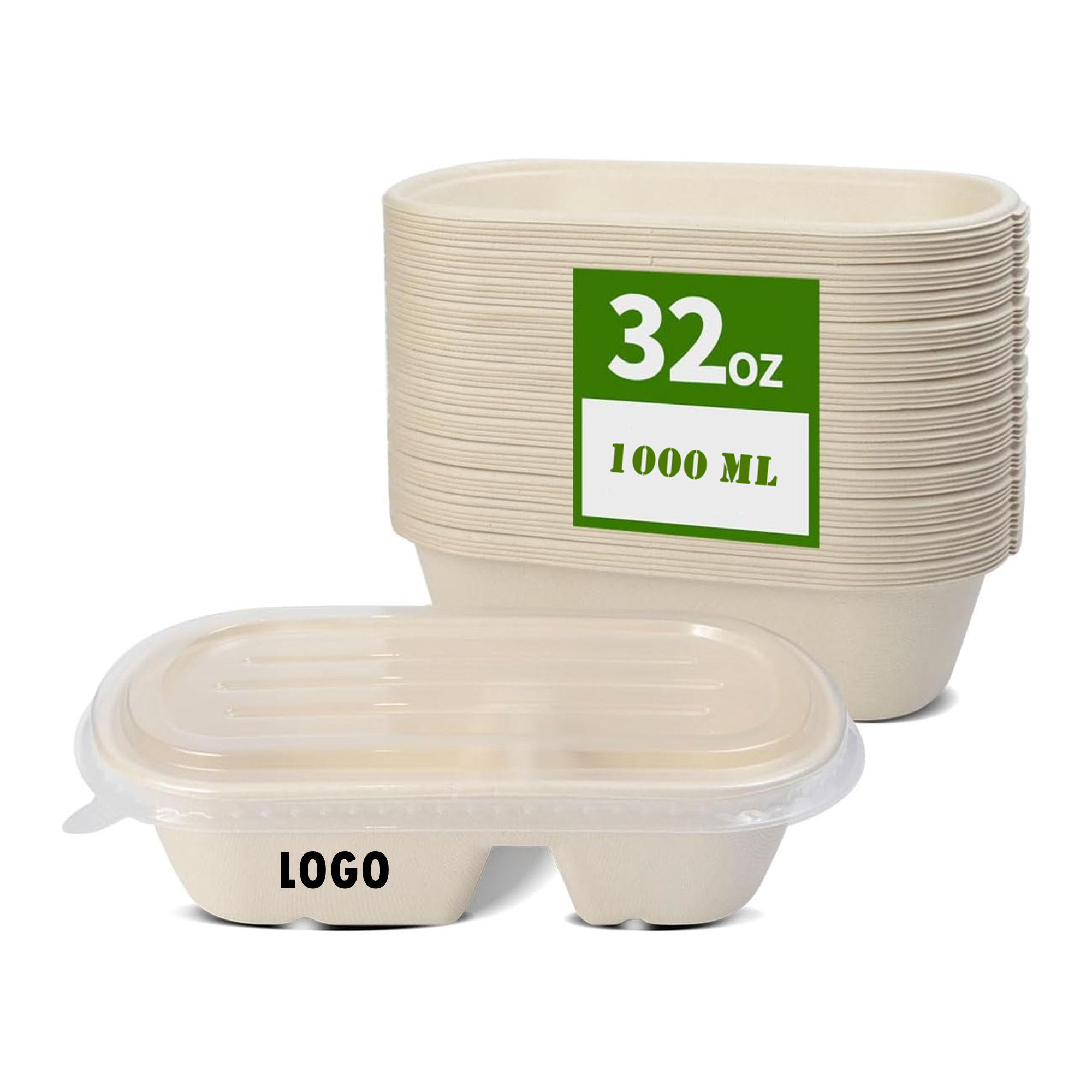 32 Oz Large 2 Compartment Paper Bowls With Lids Item No#31258