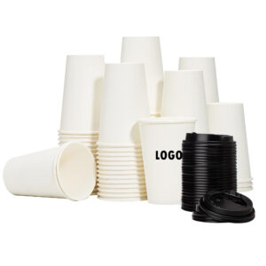 12 Oz 100 Pack Disposable Coffee Cups With Lids Item No#31261