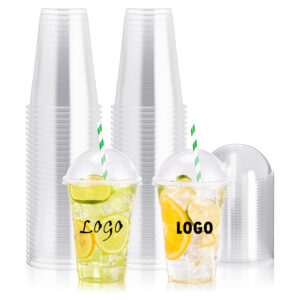100 Pack 16 Oz Disposable Clear Cups With Dome Lids Item No#31264