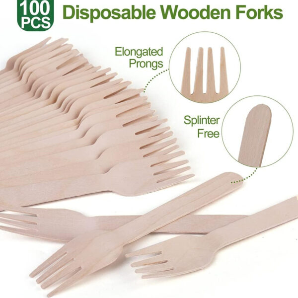 Disposable Wooden Forks -Pack Of 100 Item No#31266 - Image 3