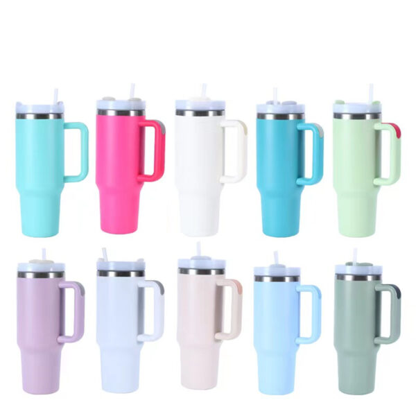 40Oz Tumbler With Lid, Starw And Handle Item No#30254 - Image 3