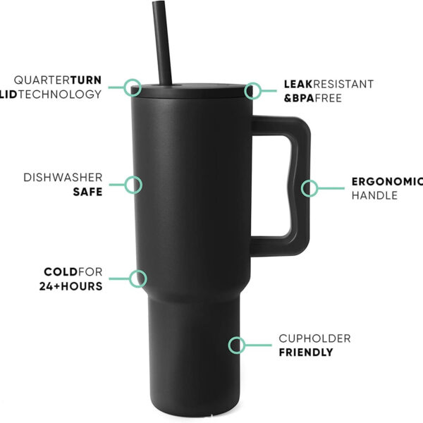 40 Oz Tumbler With Handle And Straw Lid Item No#30255 - Image 2