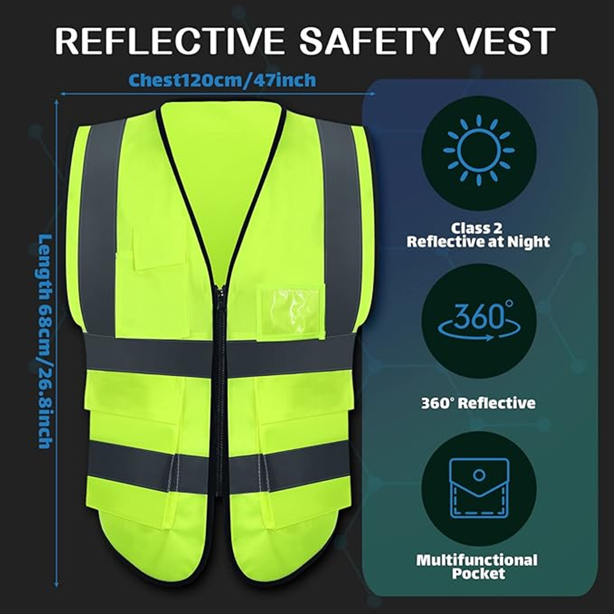 Safety Vest With Reflective Strips Item No#30283 - Image 3