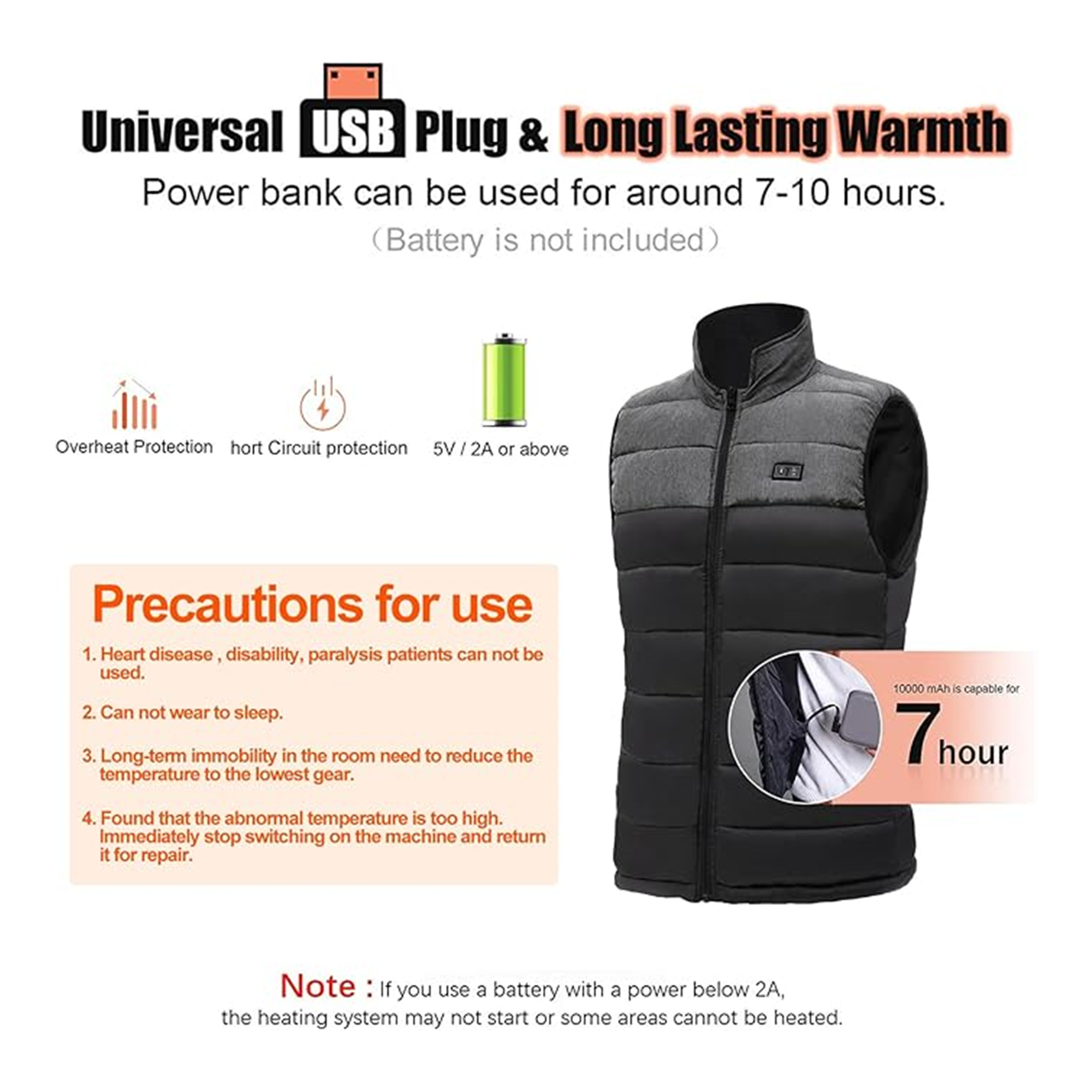 Usb Charge Heat Vest Item No#30338 - Image 4