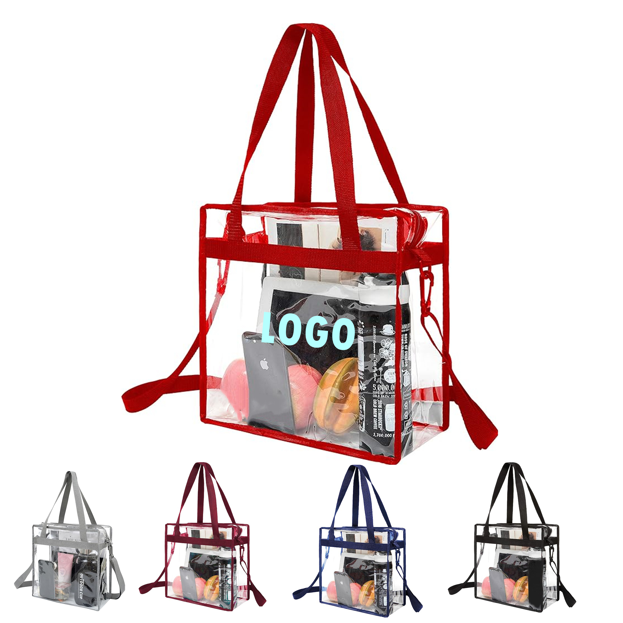 Clear Tote Bag With Zipper Closure Item No#30341