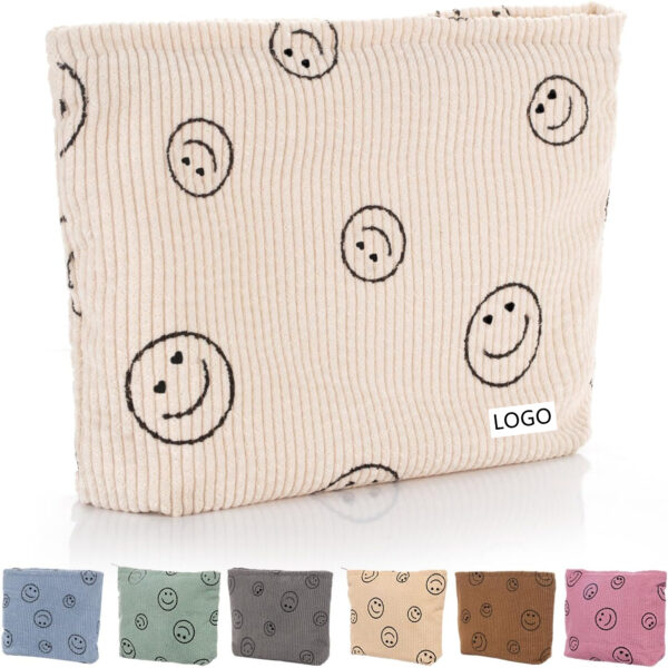 Smiling Face Corduroy Makeup Bag Item No#30160
