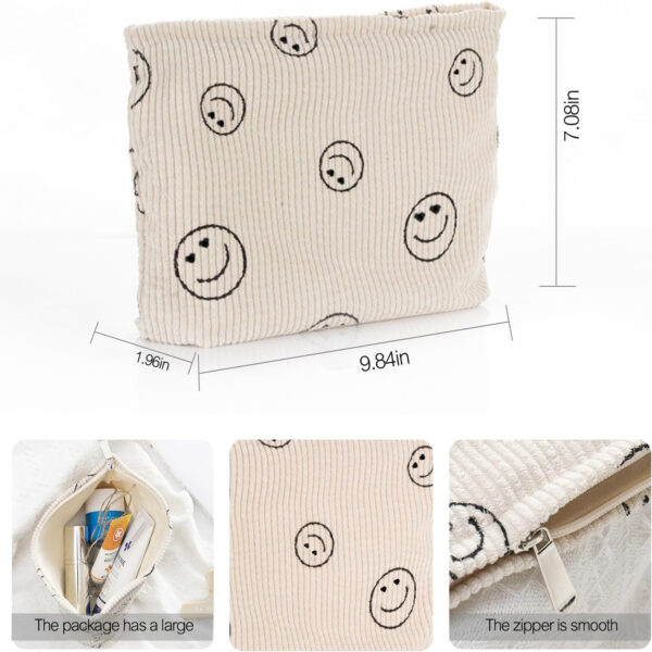Smiling Face Corduroy Makeup Bag Item No#30160 - Image 2