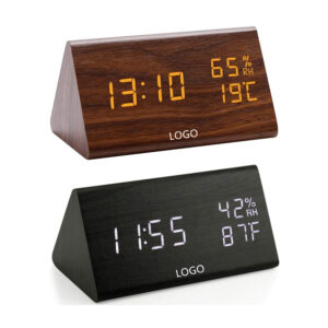 Wooden Digital Alarm Clock With Led Time Display Item No#30177