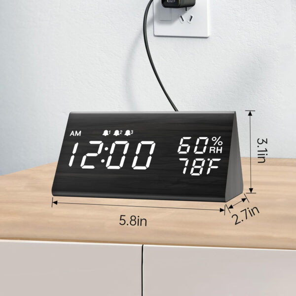 Wooden Digital Alarm Clock With Led Time Display Item No#30177 - Image 2