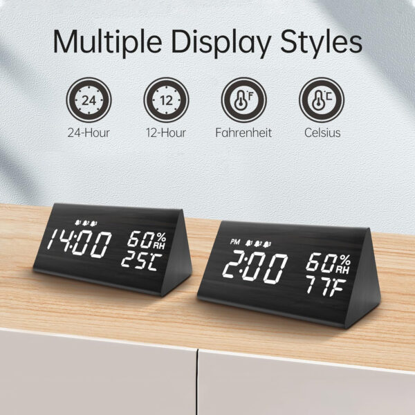 Wooden Digital Alarm Clock With Led Time Display Item No#30177 - Image 3