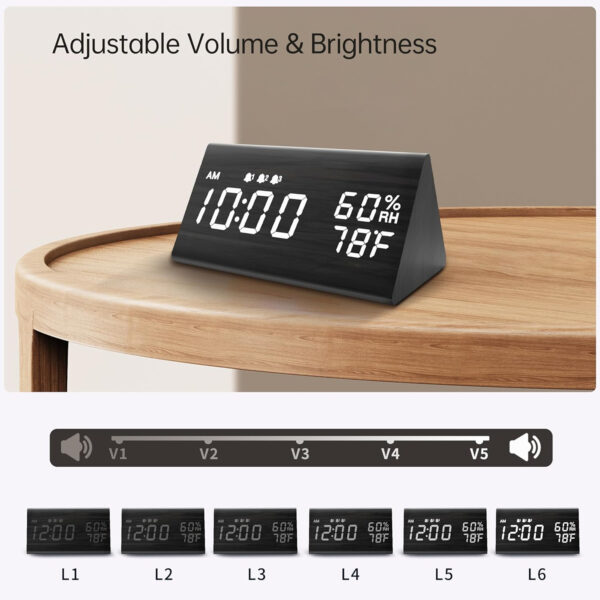Wooden Digital Alarm Clock With Led Time Display Item No#30177 - Image 4