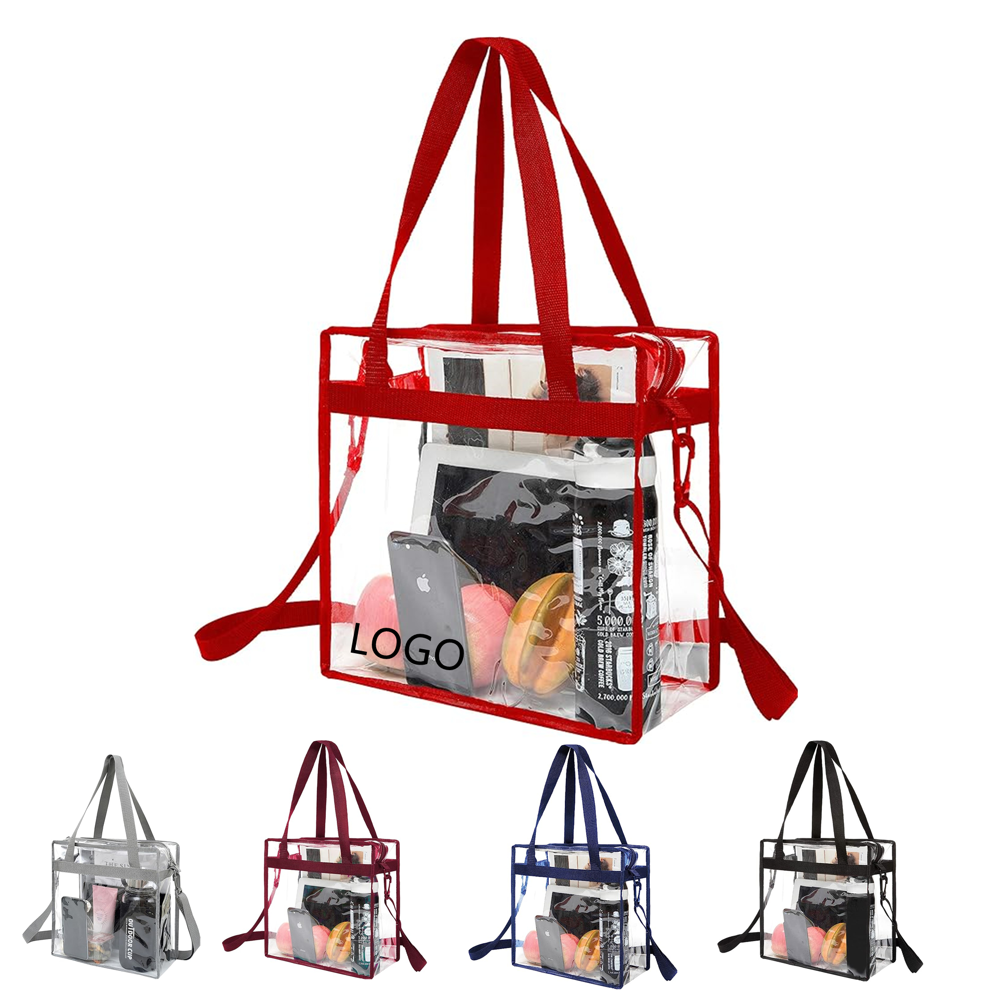 Stadium Approved Clear Tote Bag With Zipper Closure Item No#30199