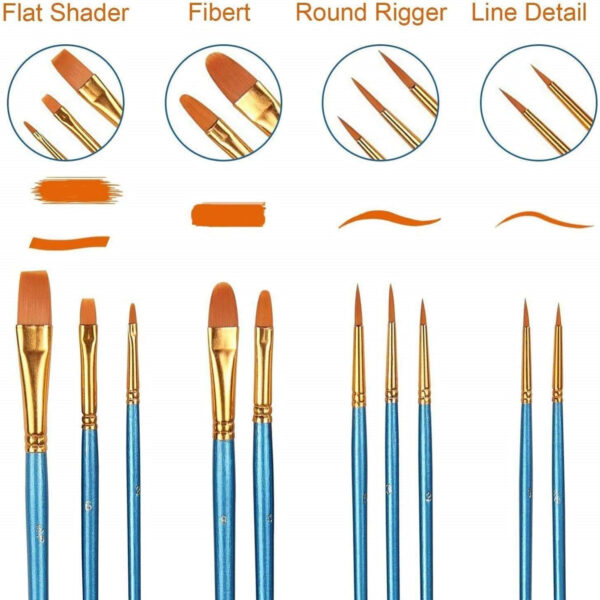 Round Pointed Tip Paint Brushes Set Pack 10 Item No#30221 - Image 2