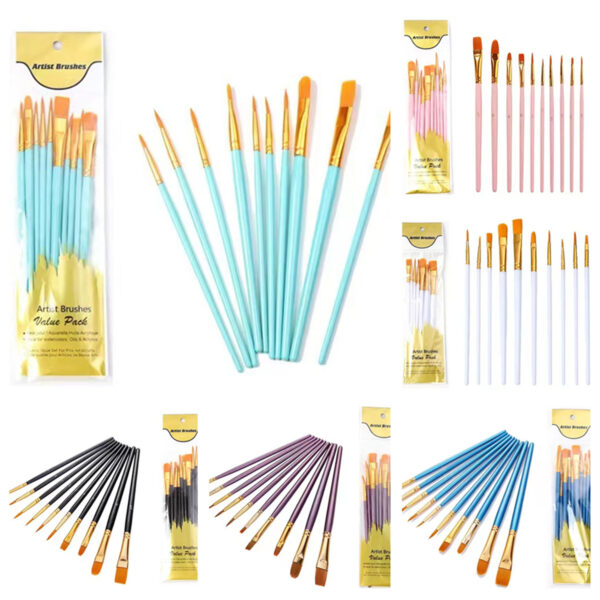 Round Pointed Tip Paint Brushes Set Pack 10 Item No#30221 - Image 3