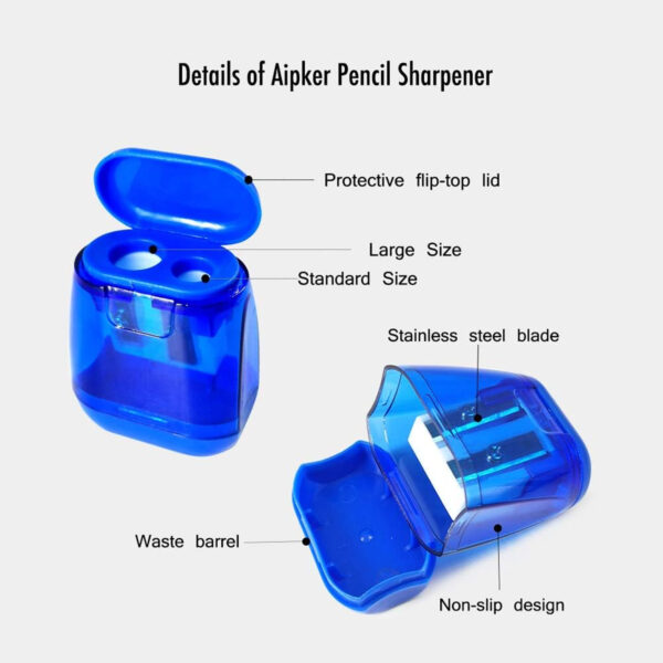 Pack 4 Colorful Compact Dual Holes Manual Pencil Sharpener Item No#30222 - Image 2