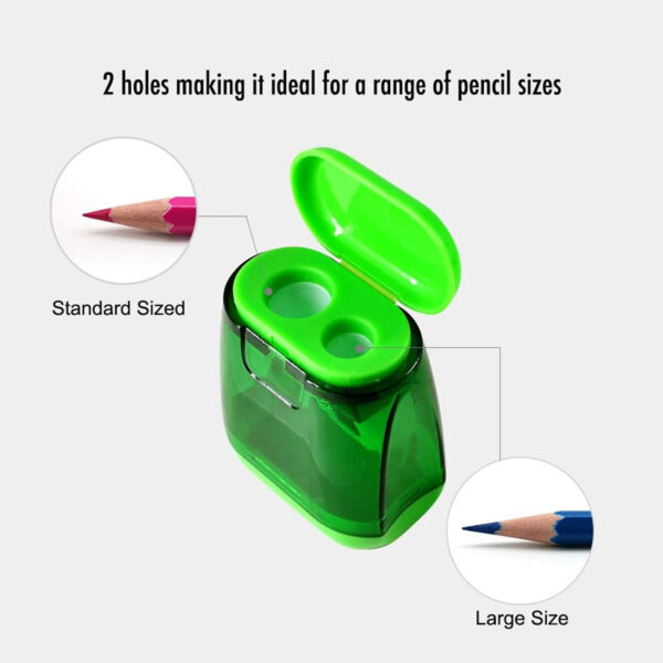 Pack 4 Colorful Compact Dual Holes Manual Pencil Sharpener Item No#30222 - Image 3