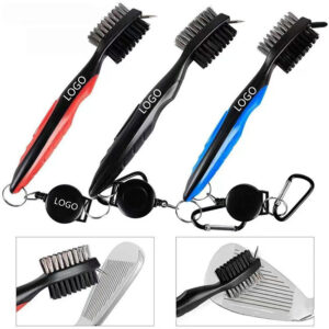 Golf Club Brush With Retractable Zip-Line And Carabiner Cleaning Tools Item No#30230