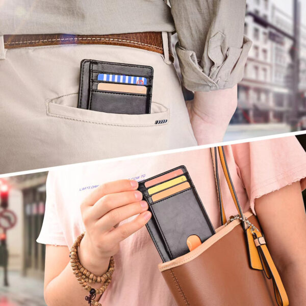 Mens Front Pocket Minimalist Leather Slim Wallet Item No#30024 - Image 4