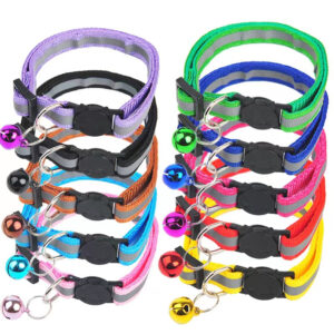 Mixed Colors Reflective Cat Collar With Bell Item No#30043