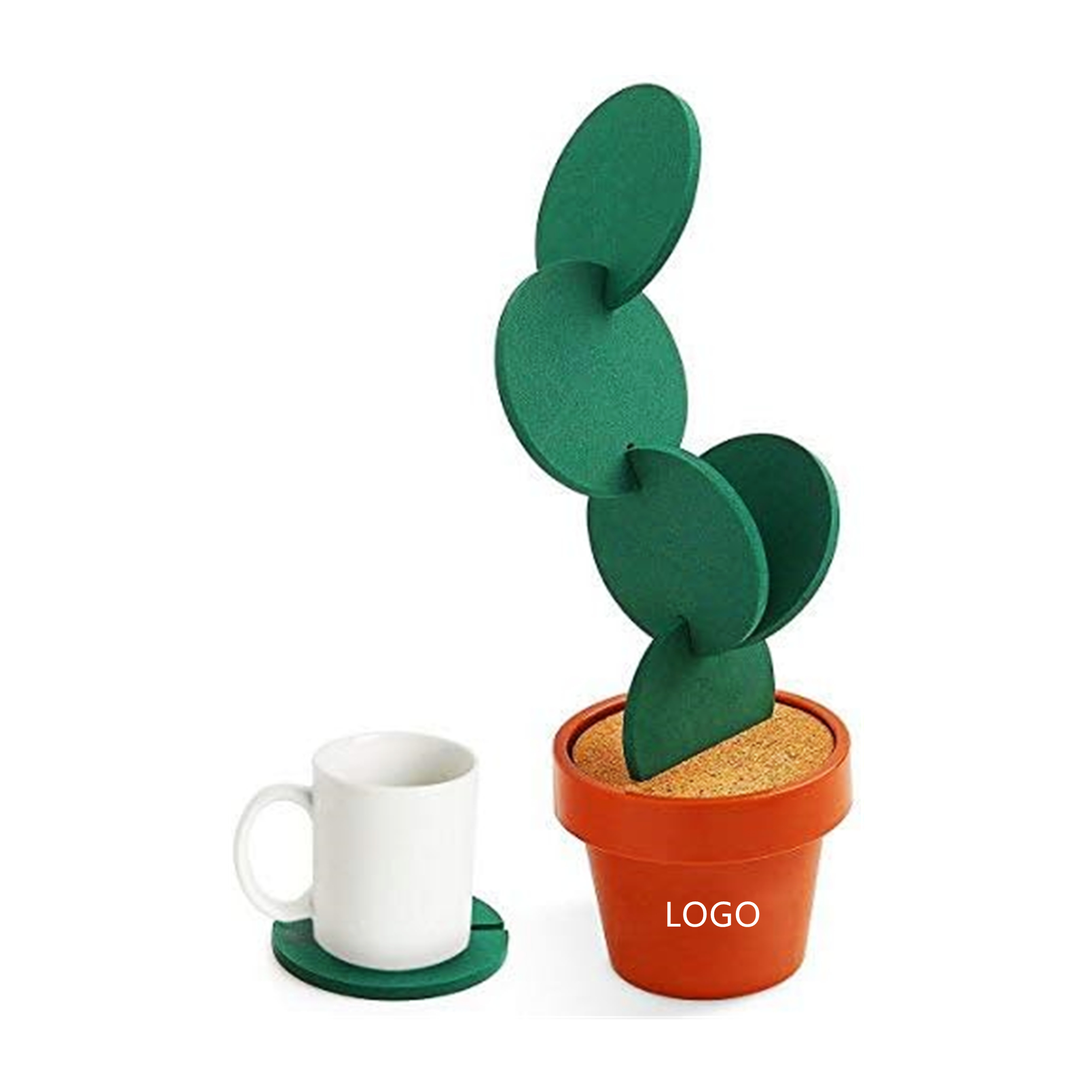 Set Of 6 Diy Cactus Coasters With Flowerpot Holder Item No#30058