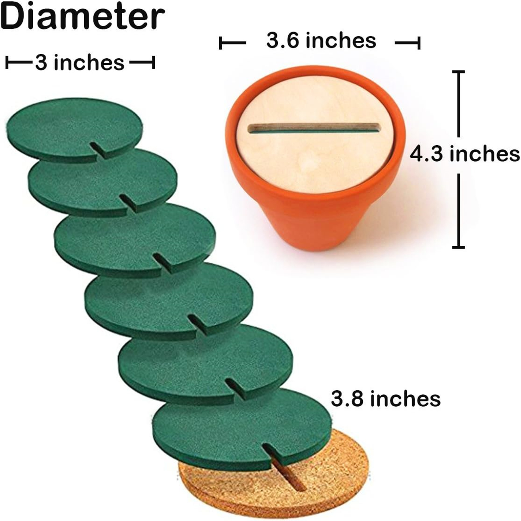 Set Of 6 Diy Cactus Coasters With Flowerpot Holder Item No#30058 - Image 2