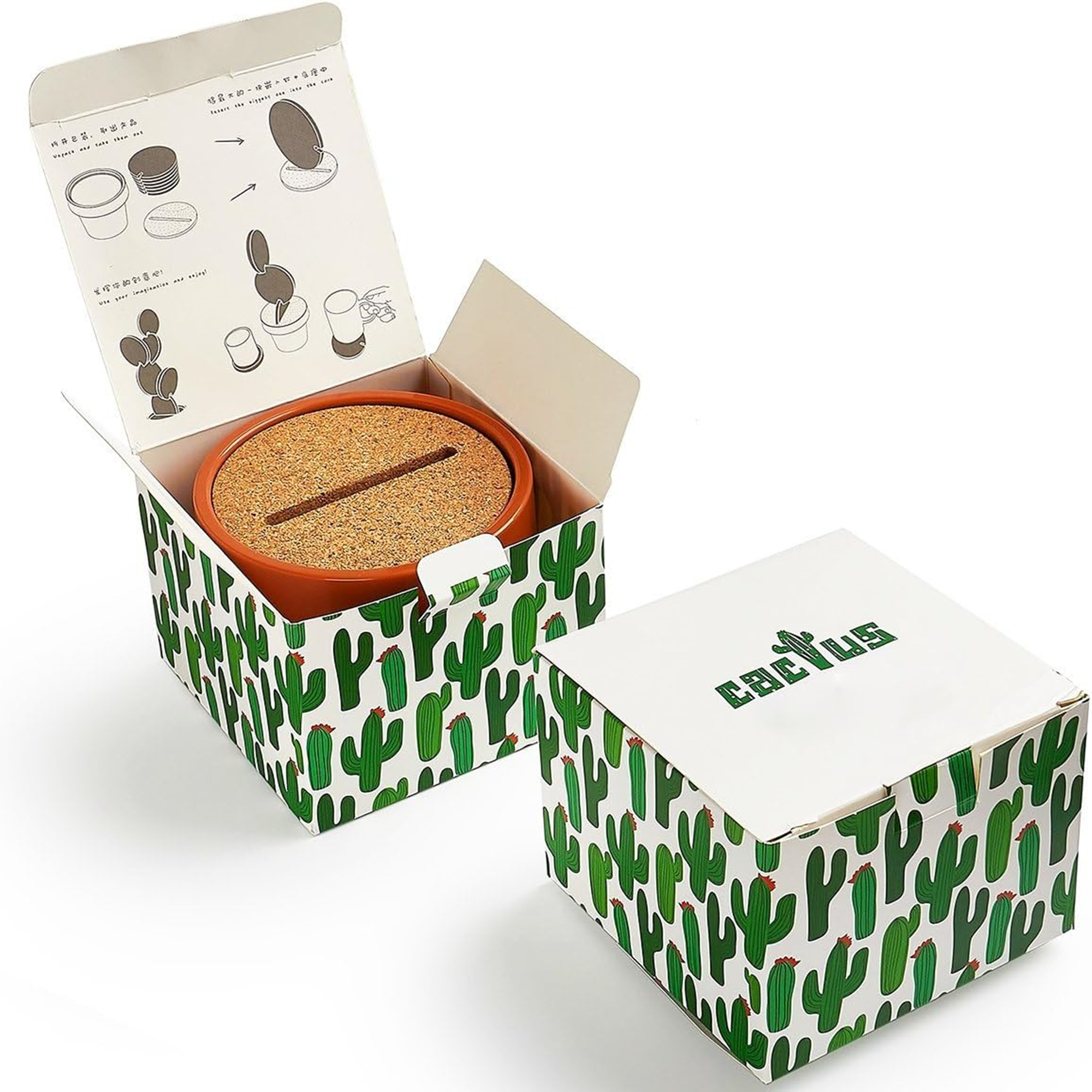 Set Of 6 Diy Cactus Coasters With Flowerpot Holder Item No#30058 - Image 3