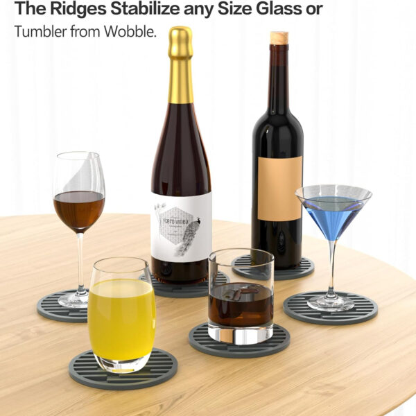Set Of 6 Silicone Coasters For Drinks With Holder Item No#30063 - Image 4