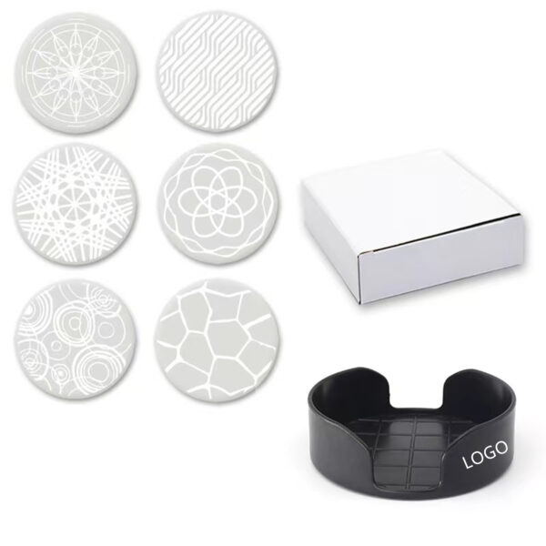 6Pcs Reusable Figure Silicone Drink Coasters Set With Holder Item No#30064 - Image 2