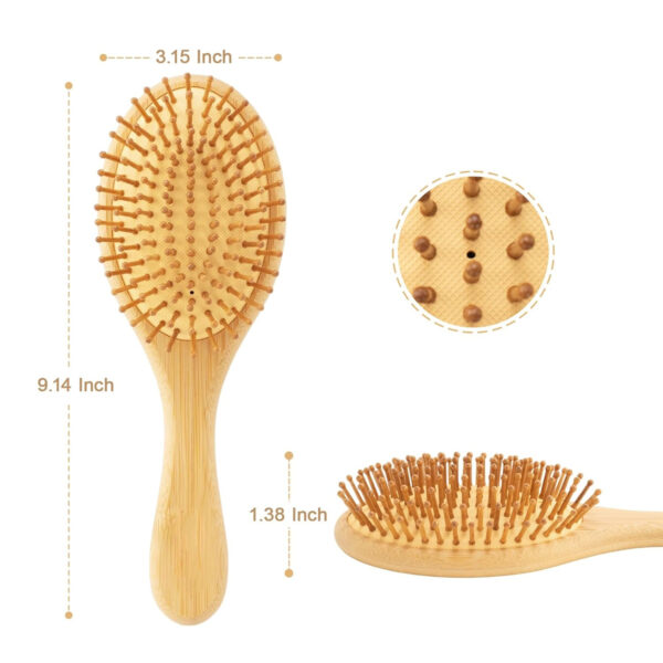 Oval Bamboo Paddle Hair Brush With Bamboo Bristles For Men Women Item No#30073 - Image 2