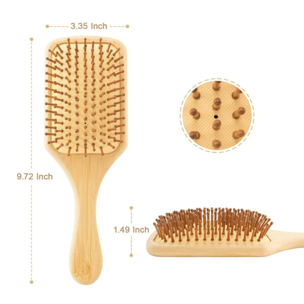 Square Bamboo Paddle Hair Brush With Bamboo Bristles For Men Women Item No#30076 - Image 2