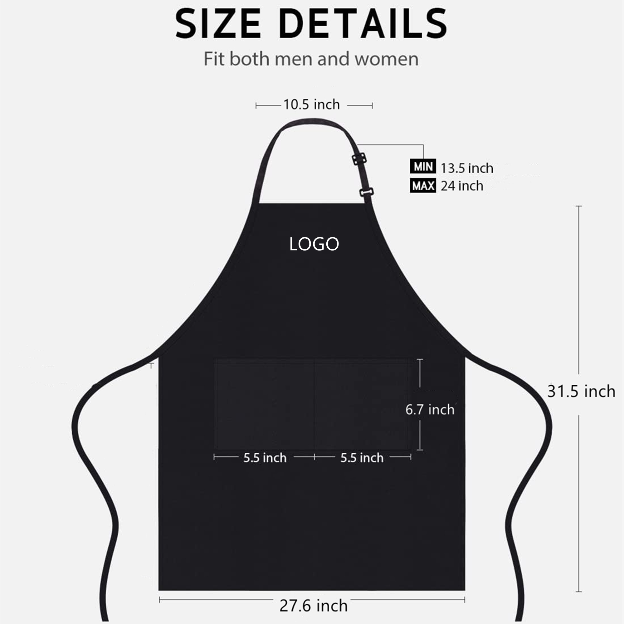 Waterdrop Resistant Adjustable Bib Apron With 2 Pockets Item No#30082 - Image 2