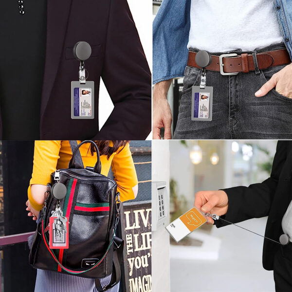 Metal Id Badge Holder With Belt Clip Key Ring For Name Card Item No#30092 - Image 5
