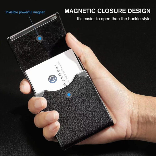 Leather Business Card Holder With Magnetic Closure Item No#30098 - Image 4