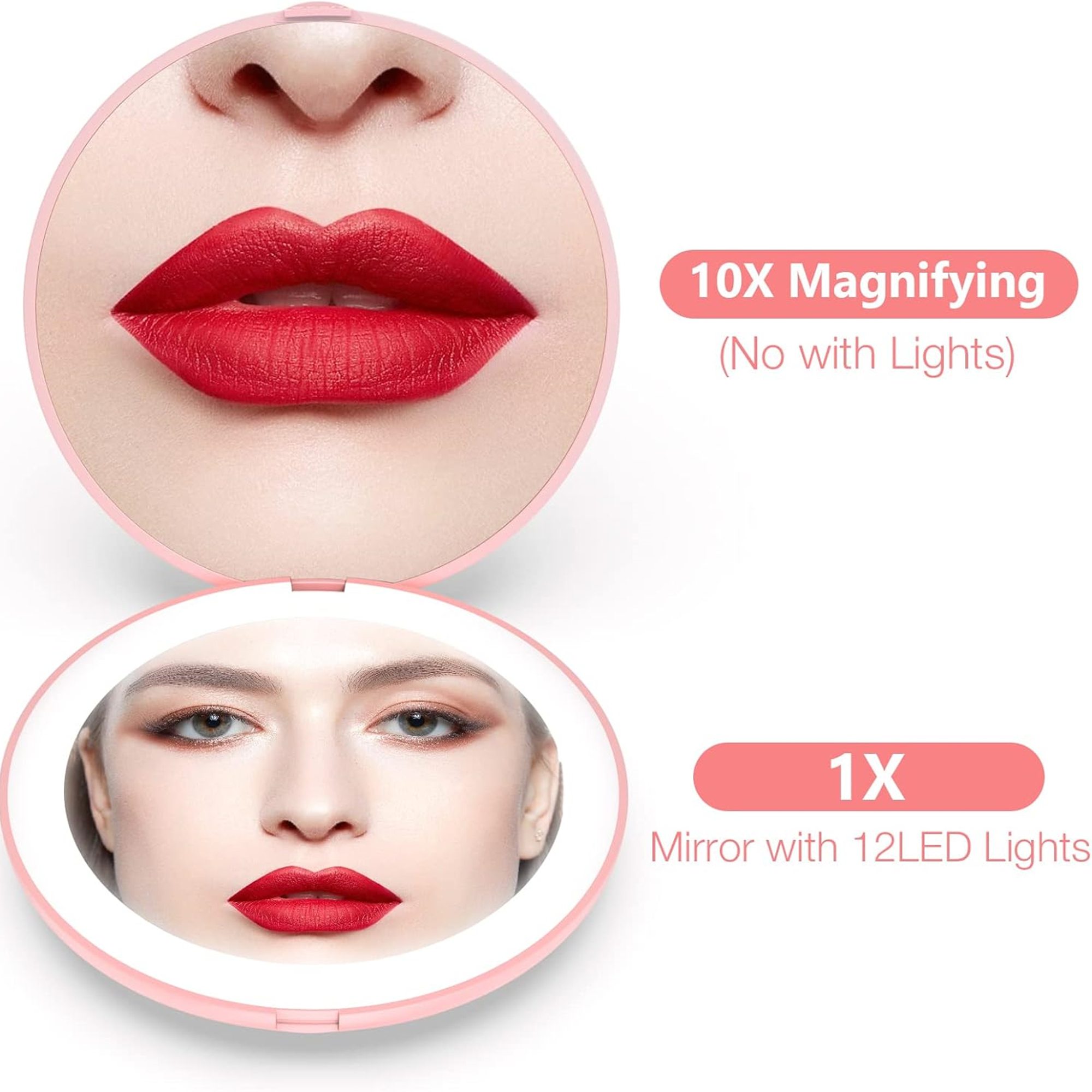 Led Lighted Travel Makeup Mirror 10X Magnification Compacts Item No#30108 - Image 2