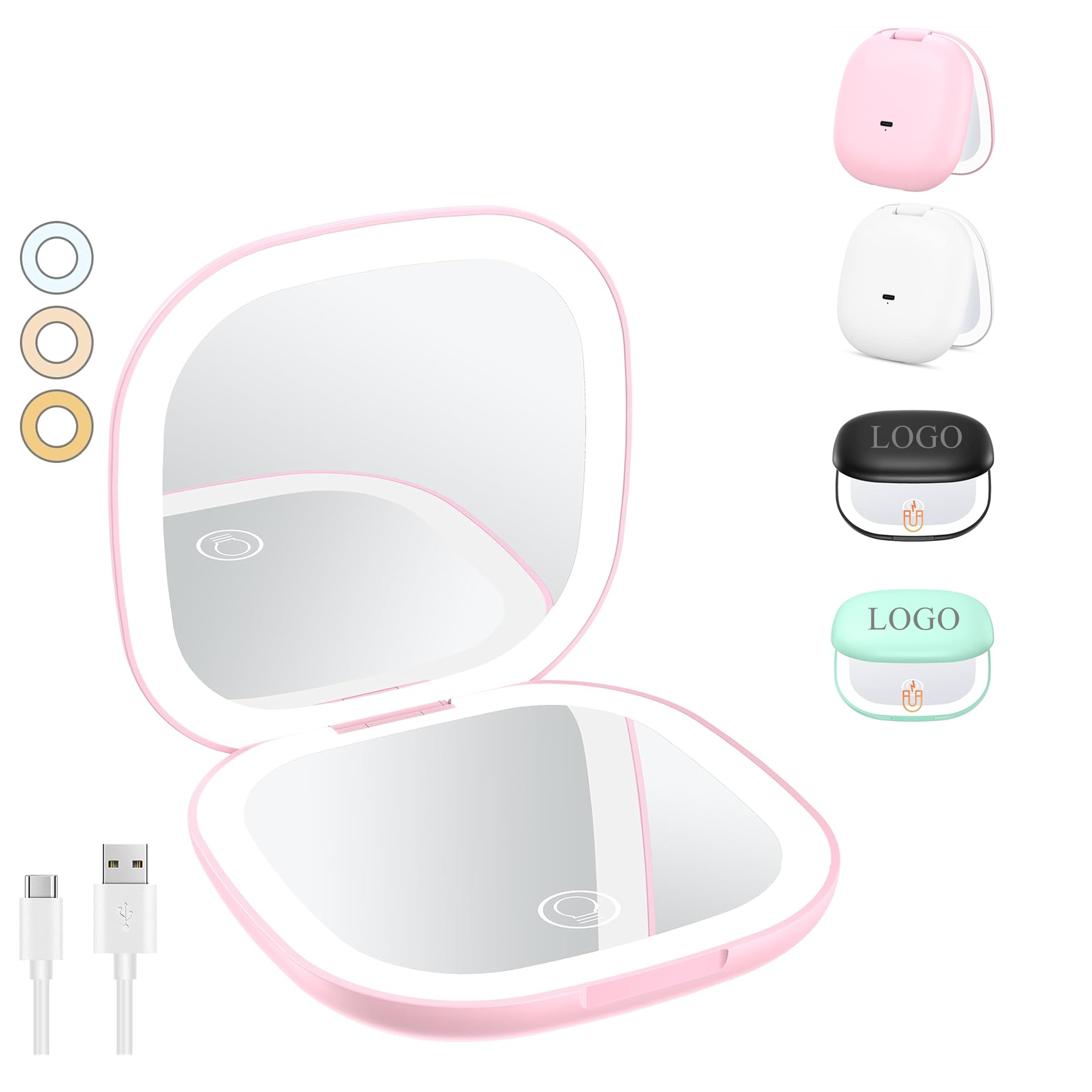 Usb Rechargeable Led Travel Makeup Mirror Square Item No#30111