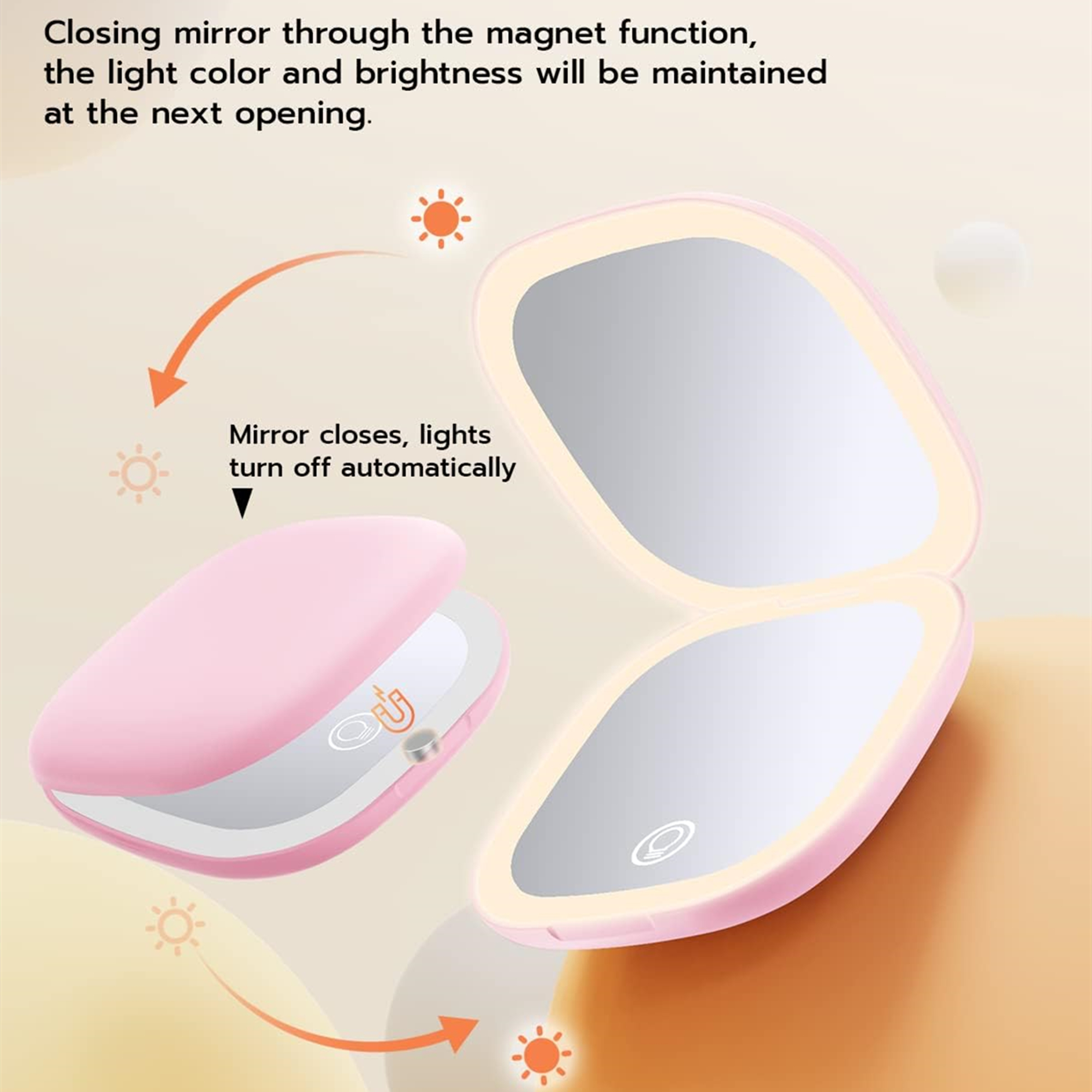 Usb Rechargeable Led Travel Makeup Mirror Square Item No#30111 - Image 3