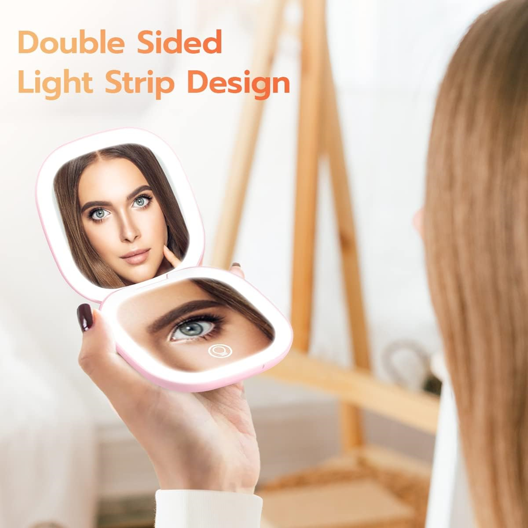 Usb Rechargeable Led Travel Makeup Mirror Square Item No#30111 - Image 2