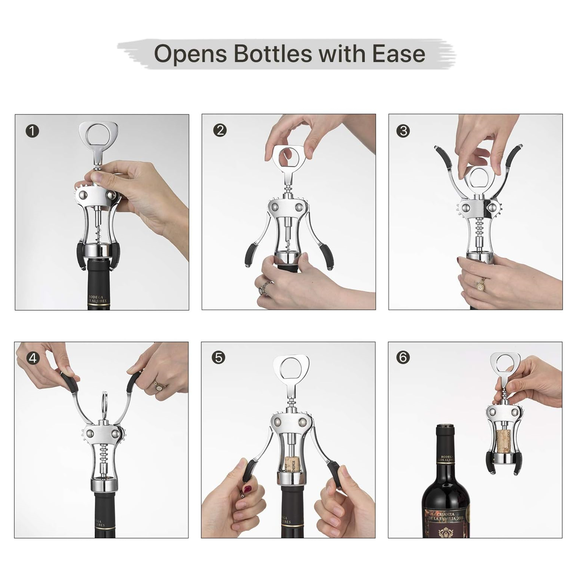 Wing Corkscrew With Multifunctional Bottles Opener Item No#30116 - Image 4