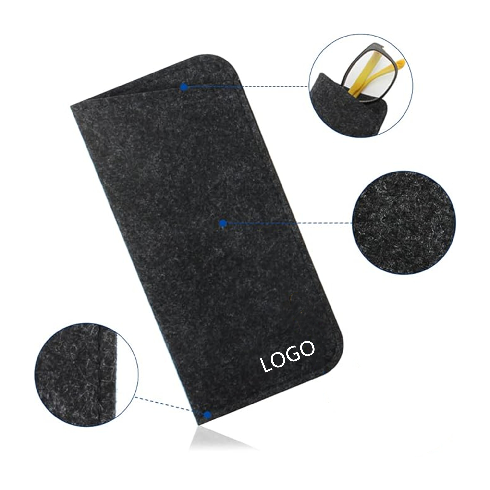 Soft Felt Slip-In Glasses Pouch Case Item No#30124 - Image 3