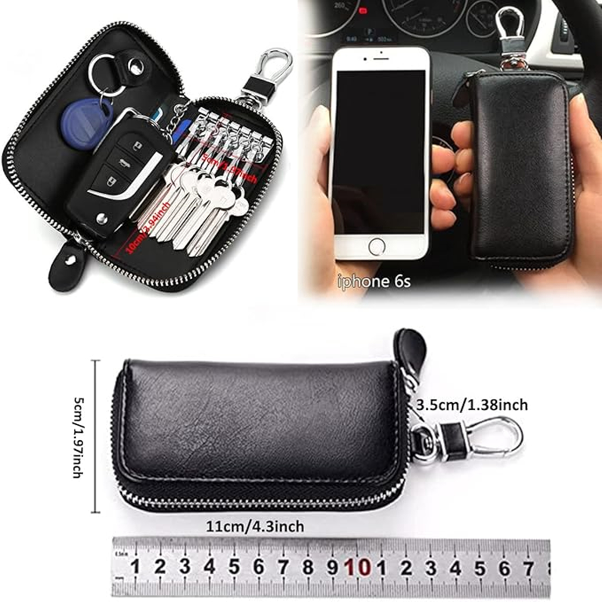 Premium Leather Key Holder Bag With Zipper Closure Item No#30133 - Image 2
