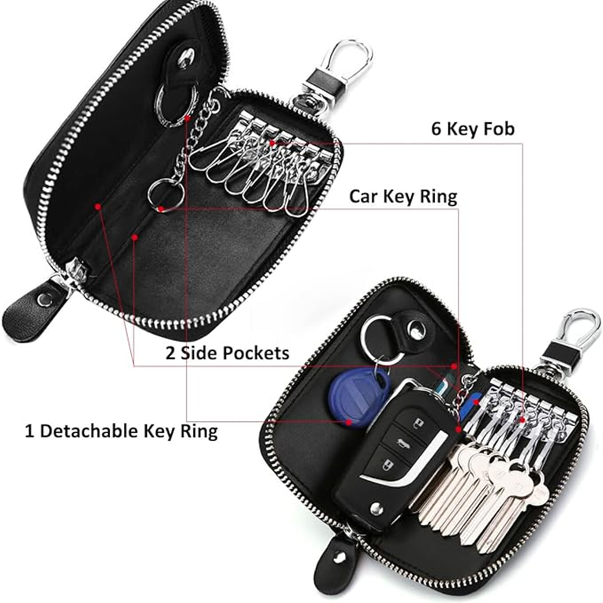 Premium Leather Key Holder Bag With Zipper Closure Item No#30133 - Image 3