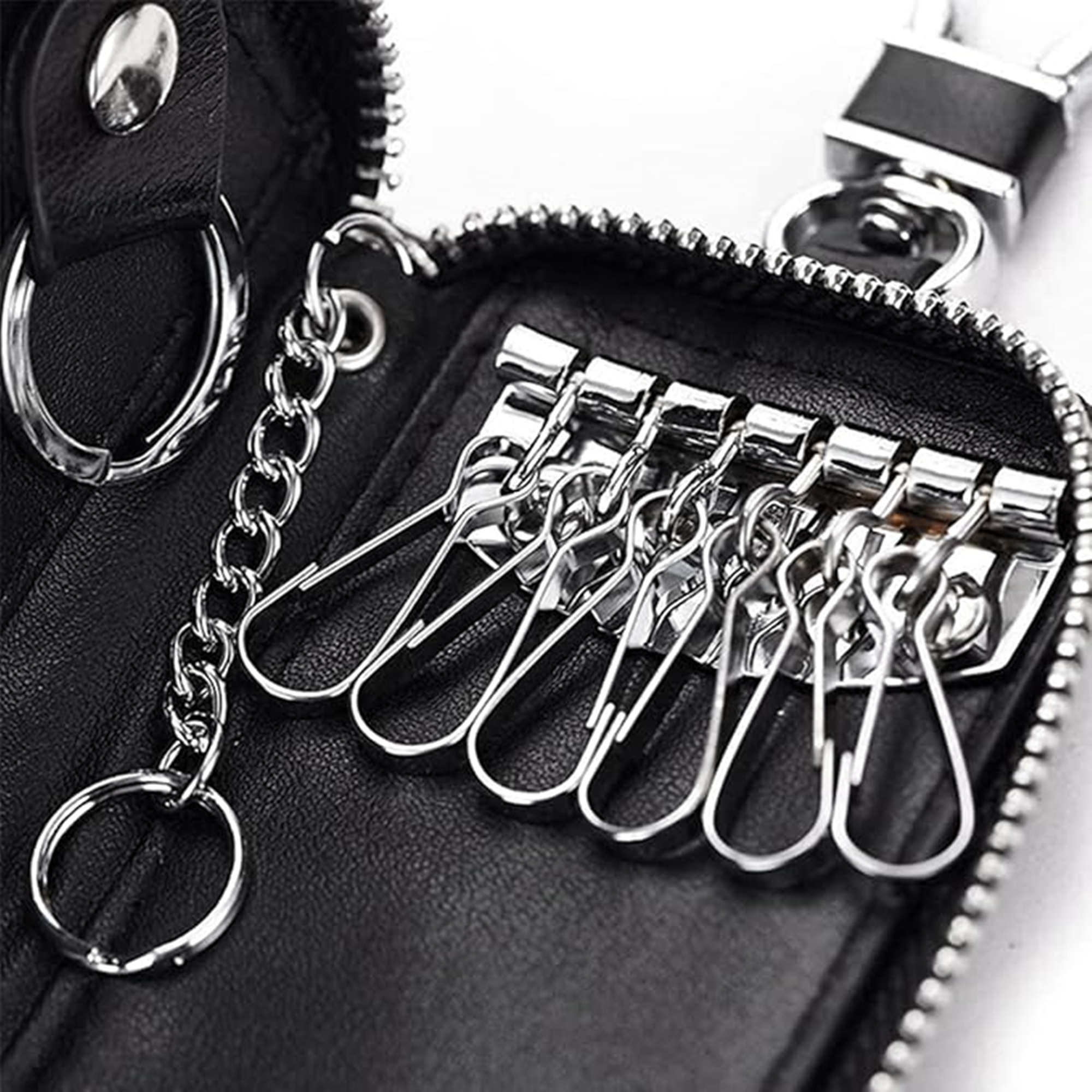 Premium Leather Key Holder Bag With Zipper Closure Item No#30133 - Image 4