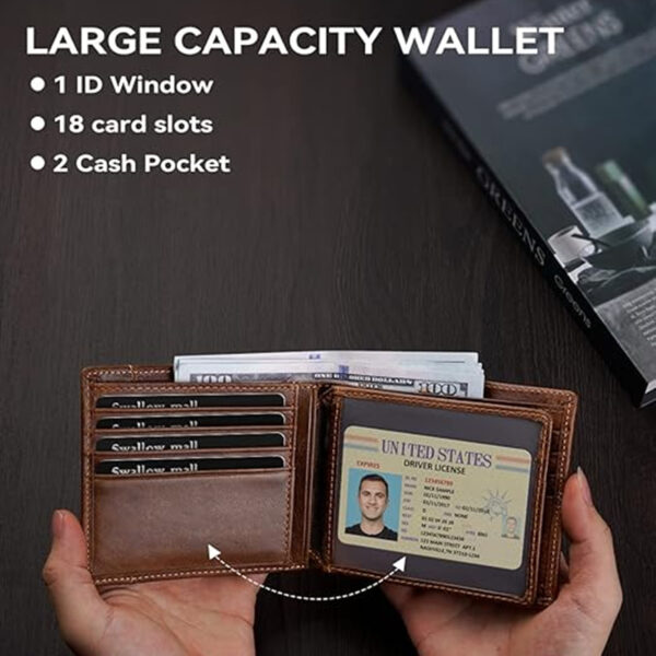 Mens Genuine Leather Wallets Id Window 16 Card Holders Item No#30146 - Image 2