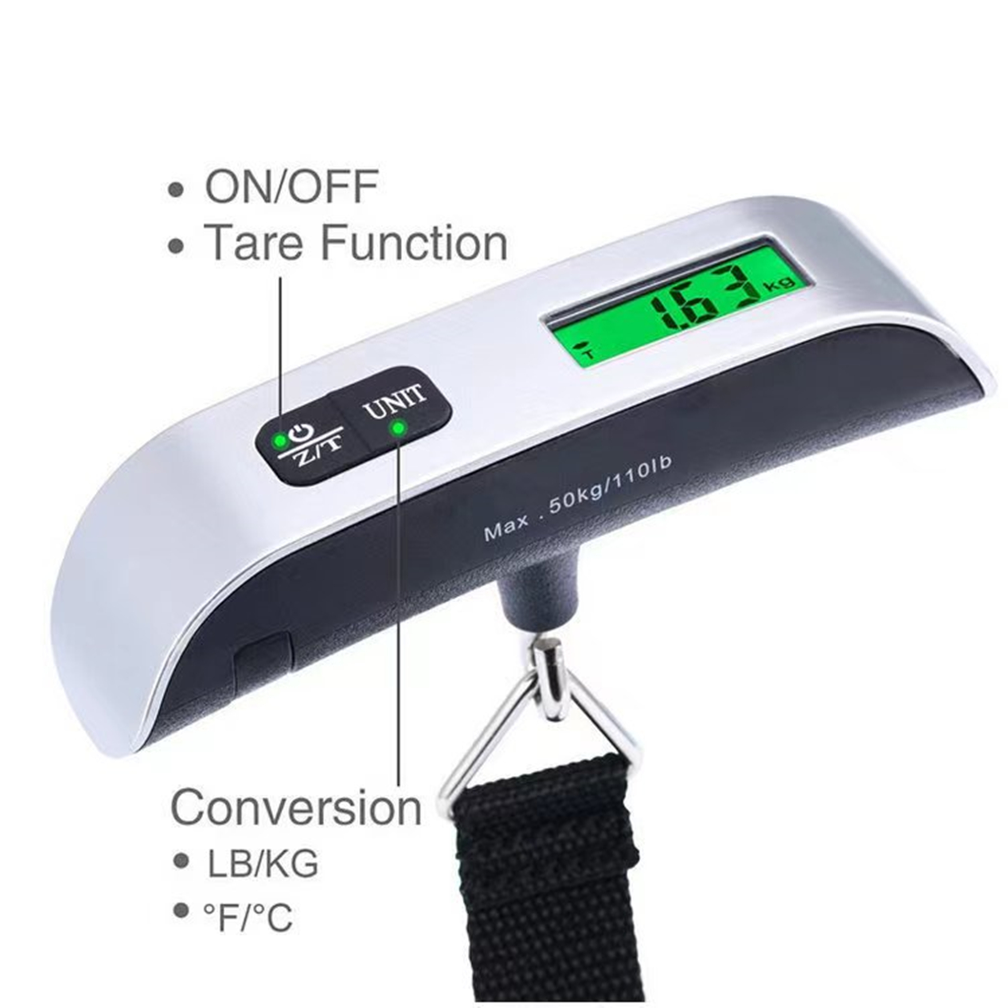 Portable Handheld Luggage Scale With Temperature Sensor Item No#30150 - Image 2