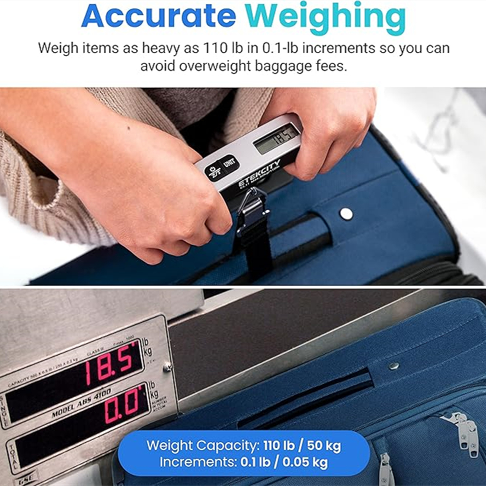 Portable Handheld Luggage Scale With Temperature Sensor Item No#30150 - Image 5