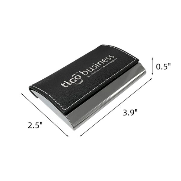Black Leather Magnetic Business Card Holder Item No#30935 - Image 3