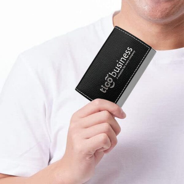 Black Leather Magnetic Business Card Holder Item No#30935 - Image 4
